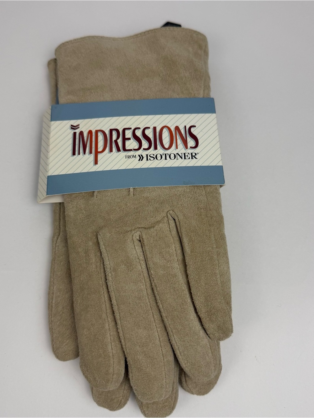 NWT Vintage 2005 Isotoner Suede LeatherWinter Gloves XL Camel Tan Impressions